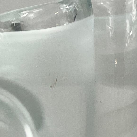 Murano Art Glass Vase Encased Green White Swirl Ruffled Rim 16" Italian Blown - Picture 13 of 16